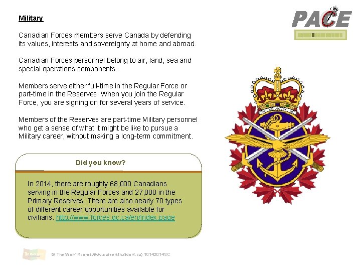 Military Canadian Forces members serve Canada by defending its values, interests and sovereignty at