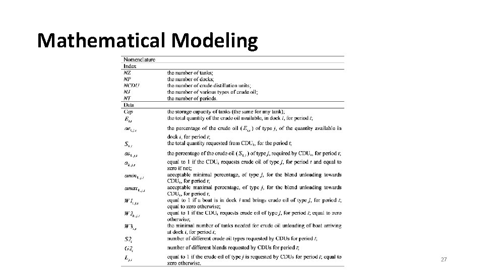 Mathematical Modeling 27 