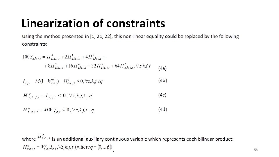 Linearization of constraints 53 