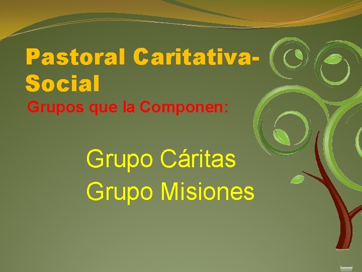Pastoral Caritativa. Social Grupos que la Componen: Grupo Cáritas Grupo Misiones 