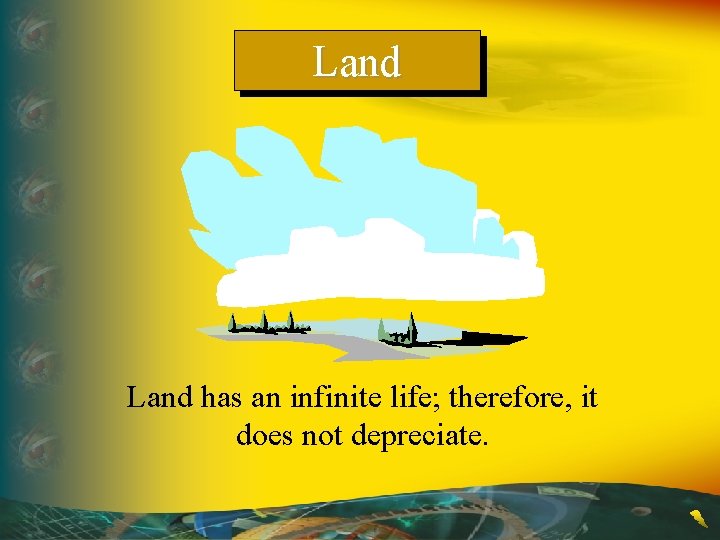 Land has an infinite life; therefore, it does not depreciate. 