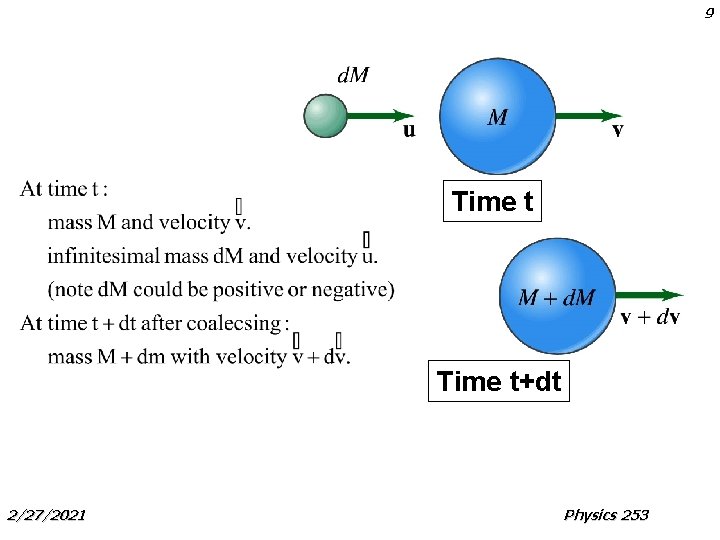 9 Time t+dt 2/27/2021 Physics 253 9 Time t+dt 2/27/2021 Physics 253