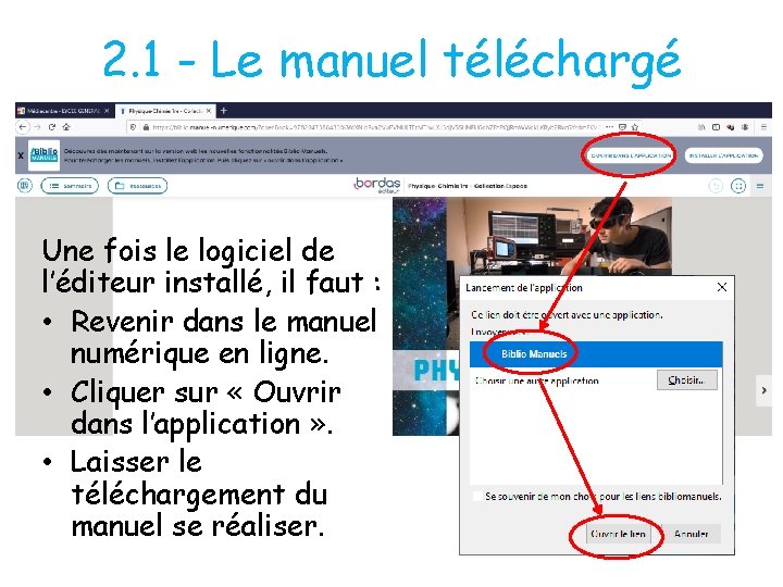 2. 1 - Le manuel téléchargé Une fois le logiciel de l’éditeur installé, il