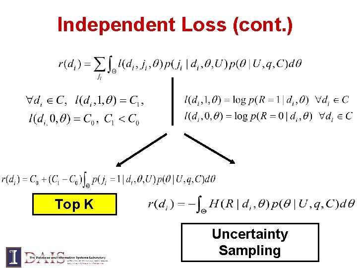 Independent Loss (cont. ) Top K Uncertainty Sampling 