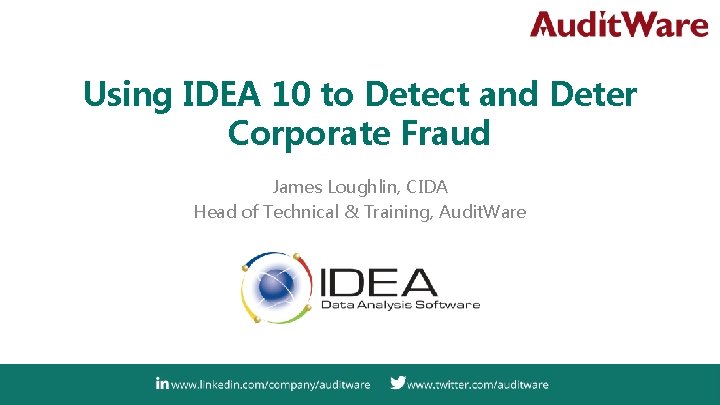 Using IDEA 10 to Detect and Deter Corporate Fraud James Loughlin, CIDA Head of