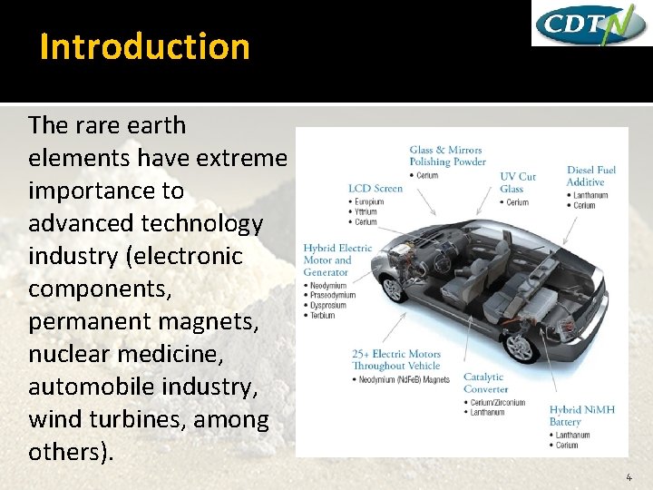 Introduction The rare earth elements have extreme importance to advanced technology industry (electronic components,
