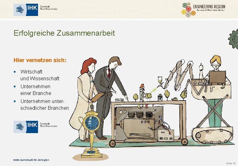 Erfolgreiche Zusammenarbeit Hier vernetzen sich: § Wirtschaft und Wissenschaft § Unternehmen einer Branche §