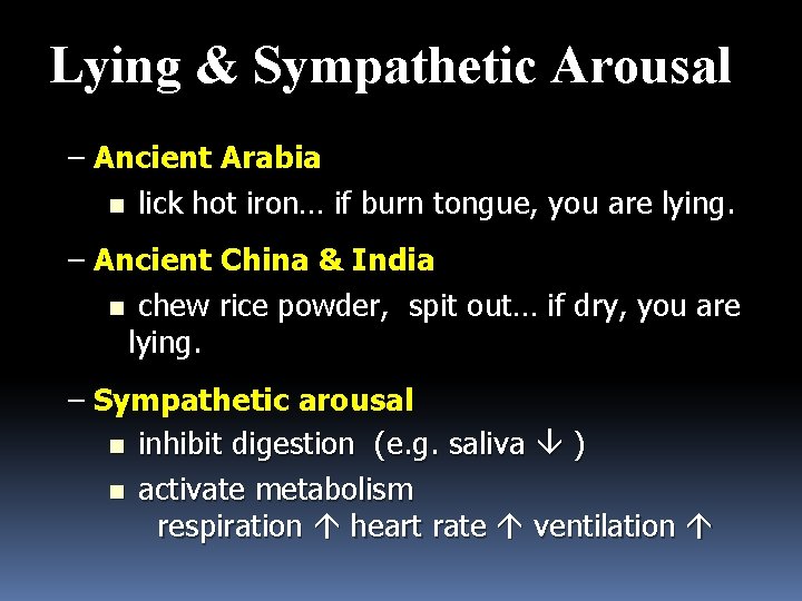 Lying & Sympathetic Arousal – Ancient Arabia n lick hot iron… if burn tongue,