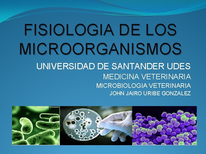 FISIOLOGIA DE LOS MICROORGANISMOS UNIVERSIDAD DE SANTANDER UDES MEDICINA VETERINARIA MICROBIOLOGIA VETERINARIA JOHN JAIRO