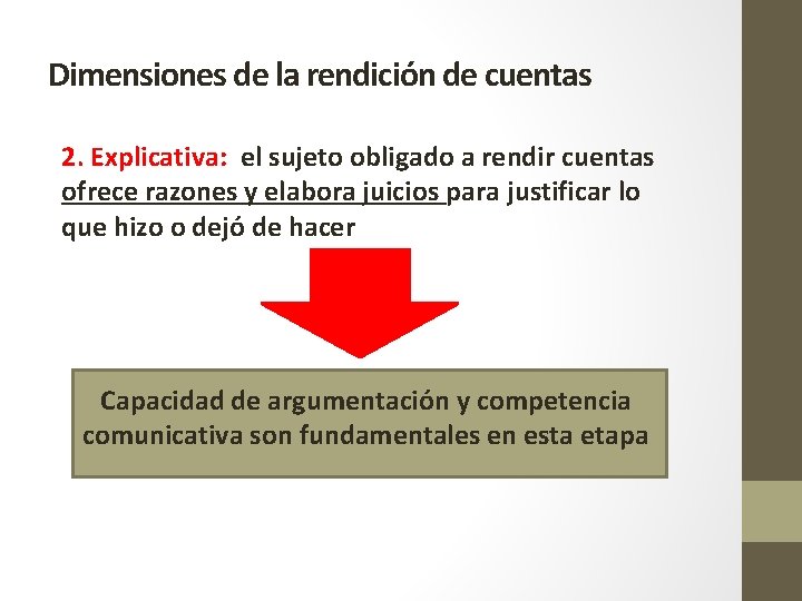 Dimensiones de la rendición de cuentas 2. Explicativa: el sujeto obligado a rendir cuentas
