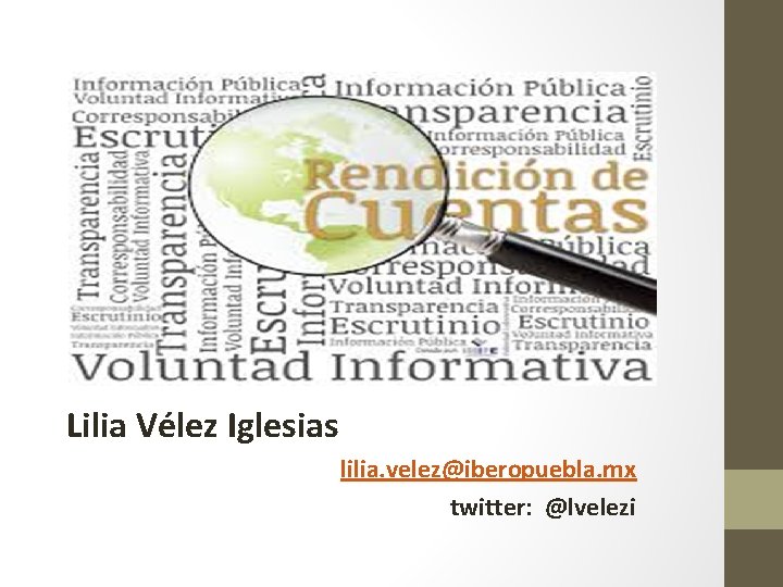 Lilia Vélez Iglesias lilia. velez@iberopuebla. mx twitter: @lvelezi 