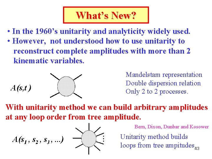 What’s New? • In the 1960’s unitarity and analyticity widely used. • However, not