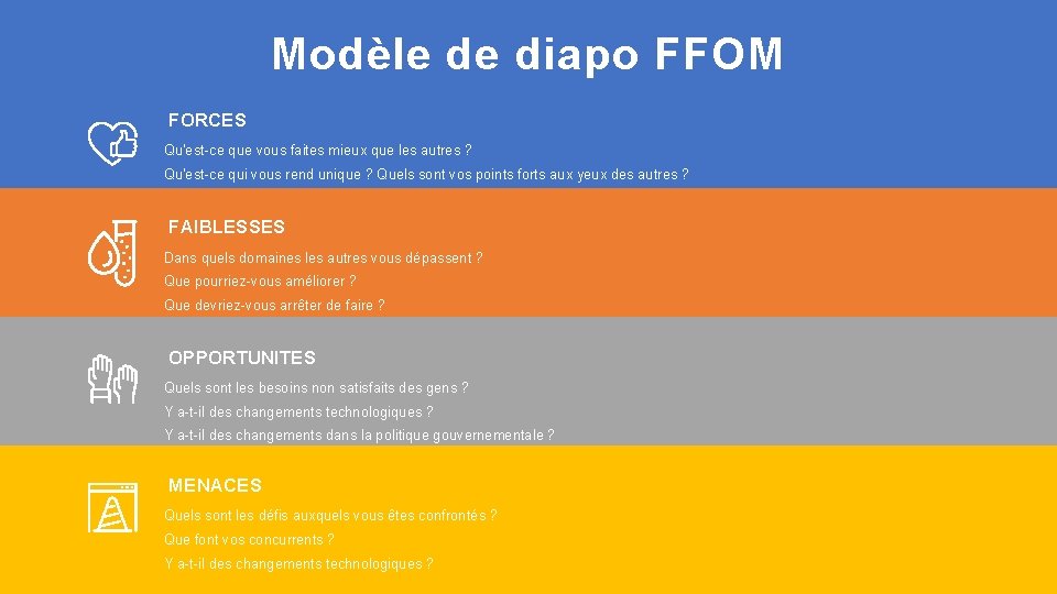 Modèle de diapo FFOM FORCES Qu'est-ce que vous faites mieux que les autres ?