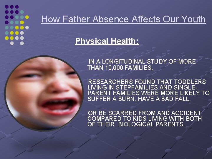 How Father Absence Affects Our Youth Physical Health: IN A LONGITUDINAL STUDY OF MORE