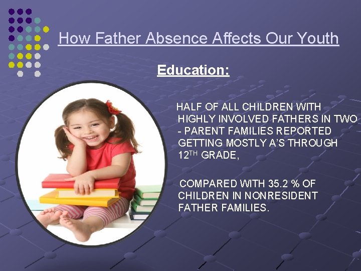 How Father Absence Affects Our Youth Education: HALF OF ALL CHILDREN WITH HIGHLY INVOLVED