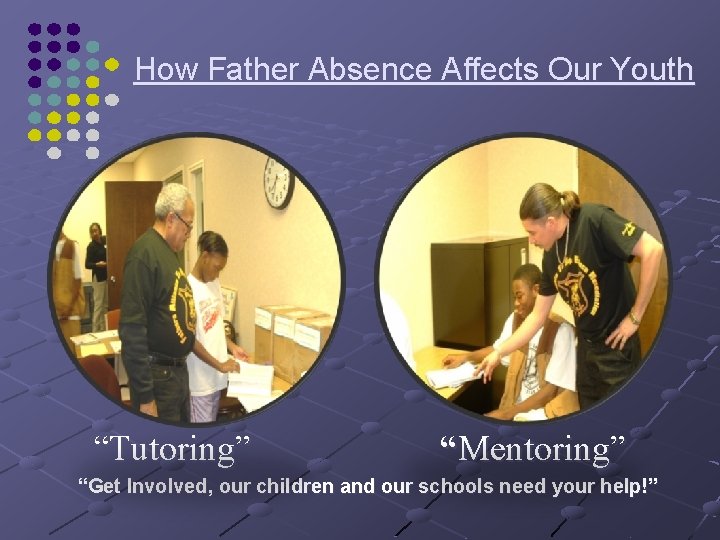 How Father Absence Affects Our Youth “Tutoring” “Mentoring” “Get Involved, our children and our