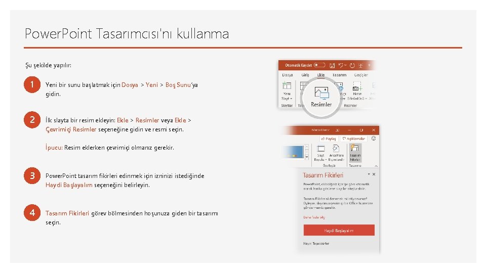 Power. Point Tasarımcısı'nı kullanma Şu şekilde yapılır: 1 Yeni bir sunu başlatmak için Dosya