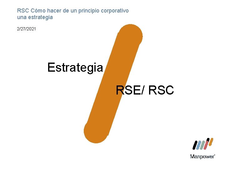 RSC Cómo hacer de un principio corporativo una estrategia 2/27/2021 Estrategia RSE/ RSC 