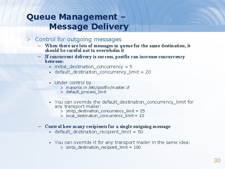 Queue Management – Message Delivery > Control for outgoing messages – When there are Queue Management – Message Delivery > Control for outgoing messages – When there are
