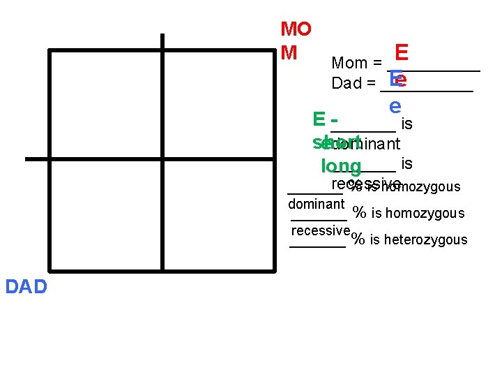 MO M E Mom = _____ Ee Dad = _____ e E -_______ is