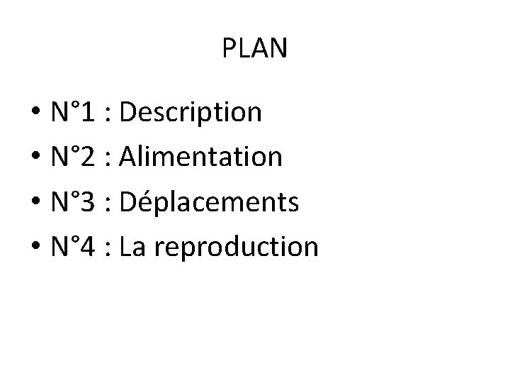 PLAN • N° 1 : Description • N° 2 : Alimentation • N° 3