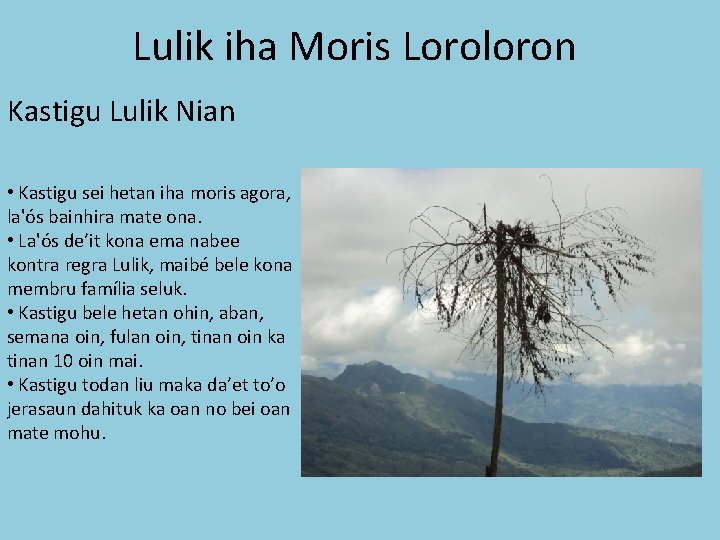 Lulik iha Moris Loroloron Kastigu Lulik Nian • Kastigu sei hetan iha moris agora,