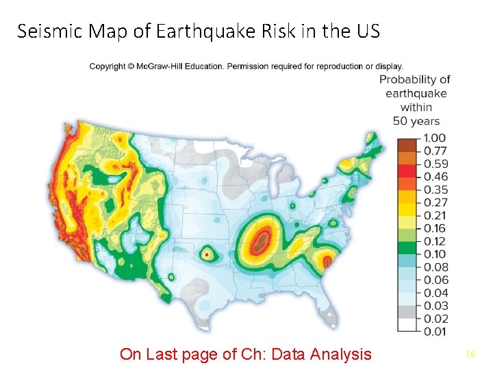 Seismic Map of Earthquake Risk in the US On Last page of Ch: Data