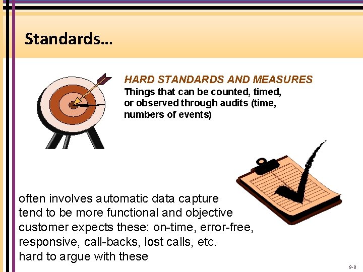 Standards… HARD STANDARDS AND MEASURES Things that can be counted, timed, or observed through Standards… HARD STANDARDS AND MEASURES Things that can be counted, timed, or observed through