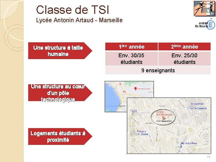 Classe de TSI Lycée Antonin Artaud - Marseille Une structure à taille humaine 1ère