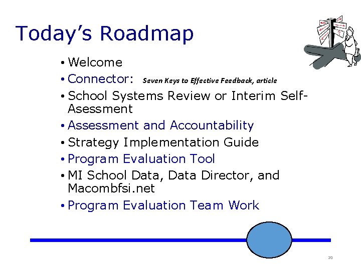 Today’s Roadmap • Welcome • Connector: Seven Keys to Effective Feedback, article • School