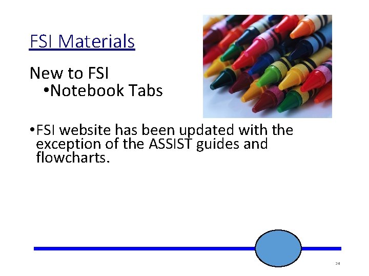 FSI Materials New to FSI • Notebook Tabs • FSI website has been updated