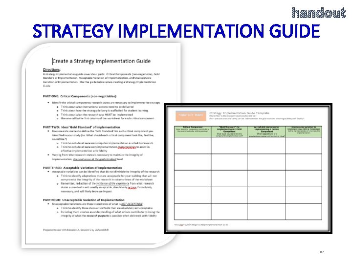 handout STRATEGY IMPLEMENTATION GUIDE 67 