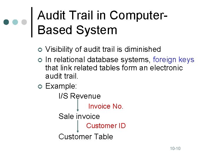 Audit Trail in Computer. Based System ¢ ¢ ¢ Visibility of audit trail is