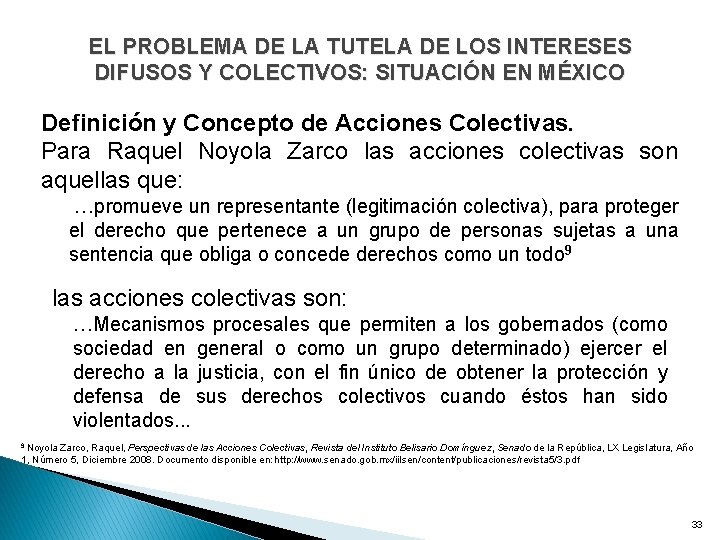 EL PROBLEMA DE LA TUTELA DE LOS INTERESES DIFUSOS Y COLECTIVOS: SITUACIÓN EN MÉXICO