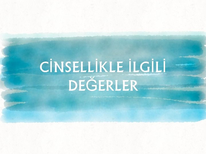 CİNSELLİKLE İLGİLİ DEĞERLER 