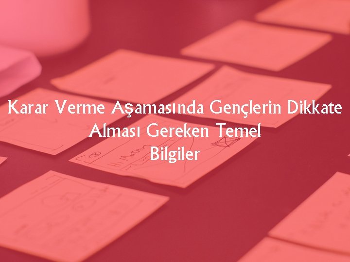 Karar Verme Aşamasında Gençlerin Dikkate Alması Gereken Temel Bilgiler 