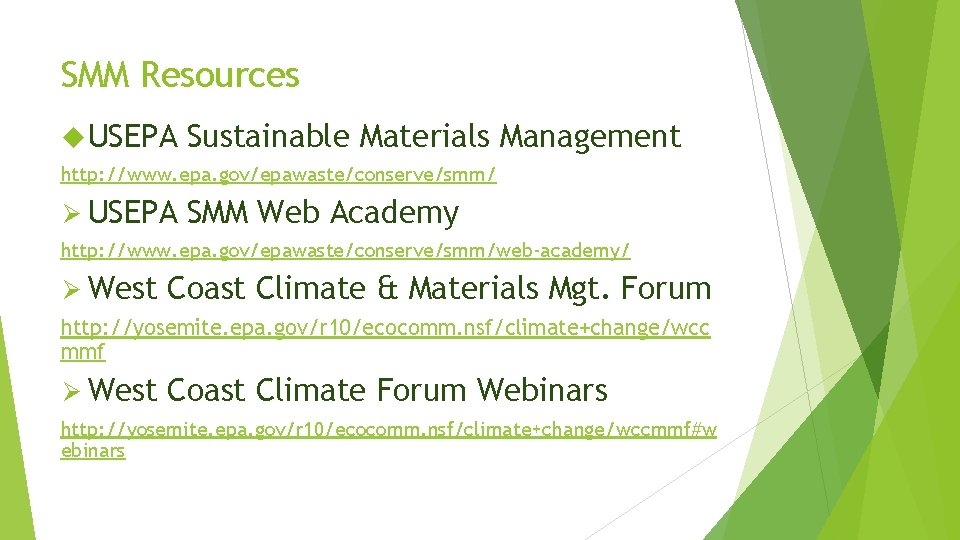 National Sustainable Materials Management Action Plan Presented to