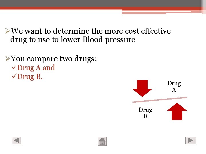 ØWe want to determine the more cost effective drug to use to lower Blood