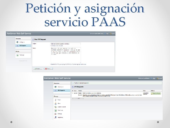 Petición y asignación servicio PAAS 