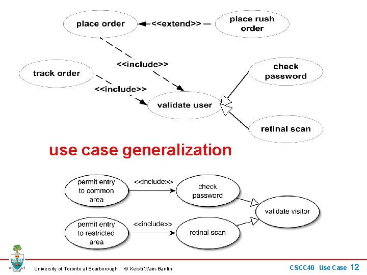 use case generalization University of Toronto at Scarborough © Kersti Wain-Bantin CSCC 40 Use