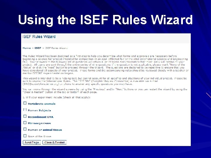 Using the ISEF Rules Wizard 
