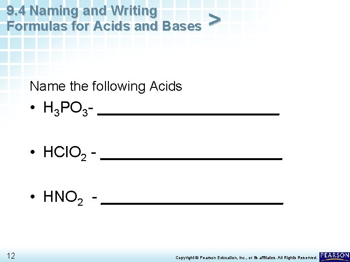 9. 4 Naming and Writing Formulas for Acids and Bases > Name the following