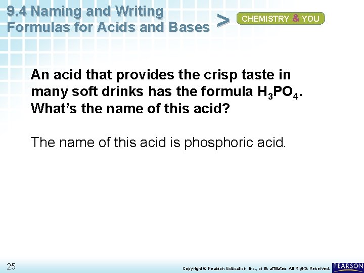 9. 4 Naming and Writing Formulas for Acids and Bases > CHEMISTRY & YOU