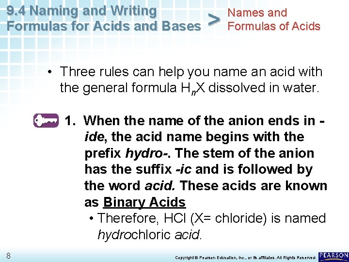 9. 4 Naming and Writing Formulas for Acids and Bases > Names and Formulas