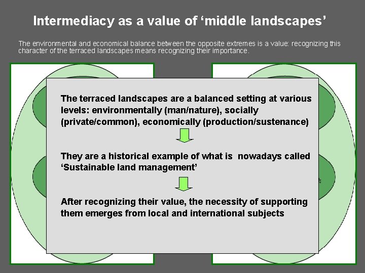 Intermediacy as a value of ‘middle landscapes’ The environmental and economical balance between the
