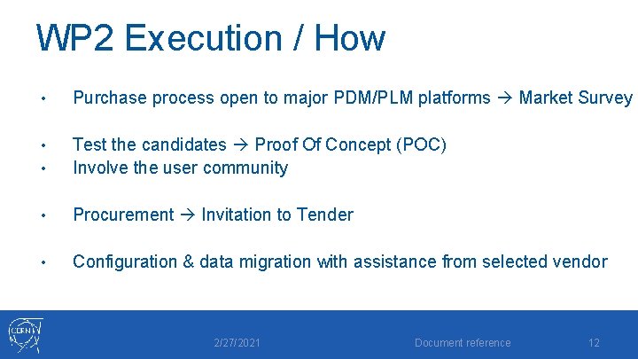 WP 2 Execution / How • Purchase process open to major PDM/PLM platforms Market