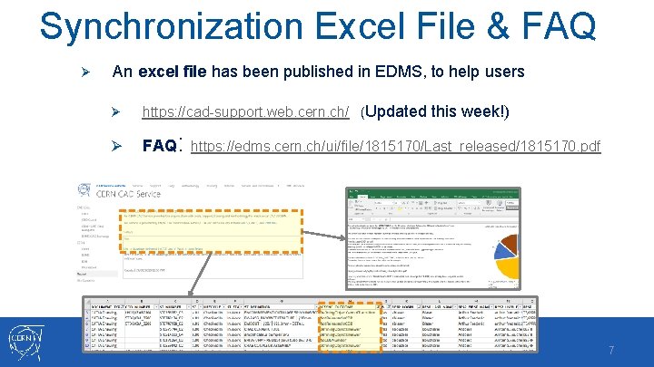 Synchronization Excel File & FAQ Ø An excel file has been published in EDMS,