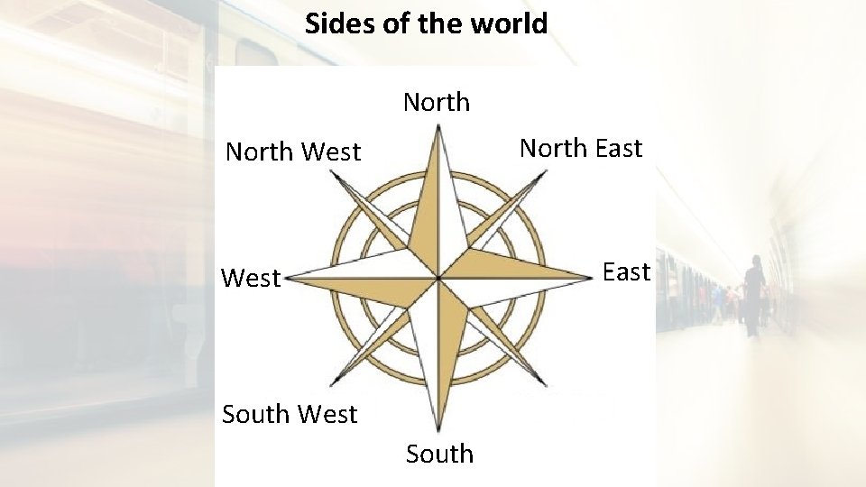 Sides of the world North East North West East West South 