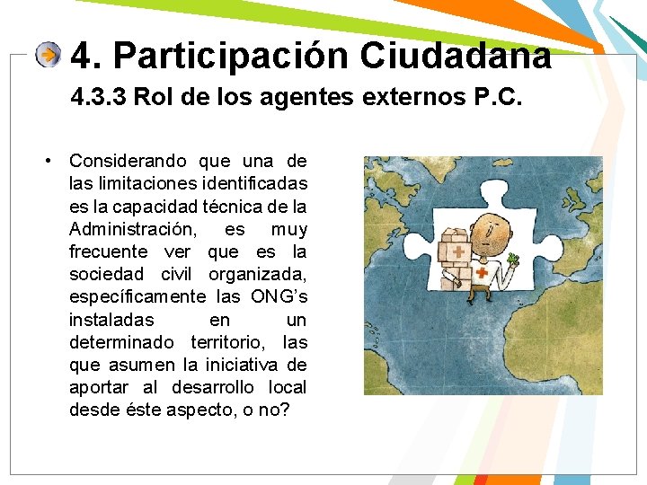 4. Participación Ciudadana 4. 3. 3 Rol de los agentes externos P. C. •