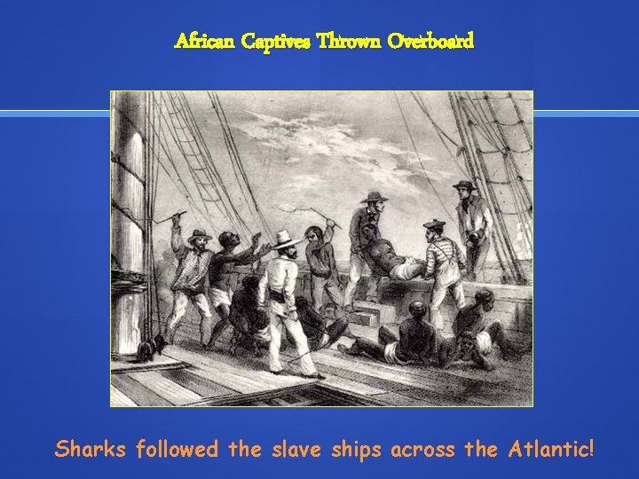 African Captives Thrown Overboard Sharks followed the slave ships across the Atlantic! 